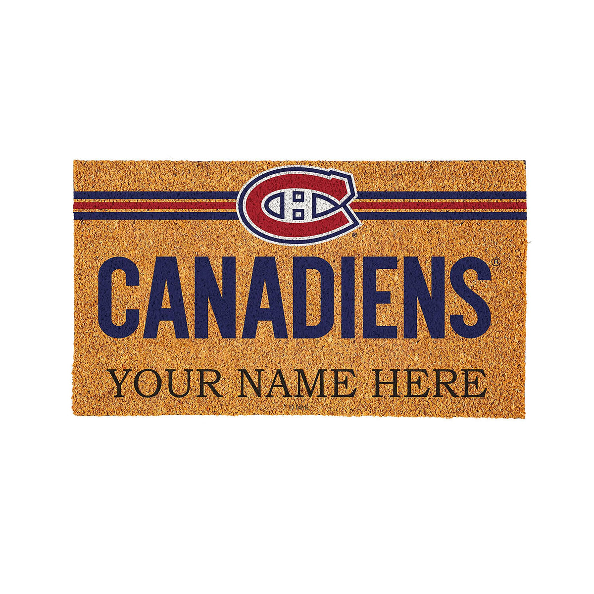 Montreal Canadiens Personalized Mat, Natural Coir with Color Logo, 30" x 18"