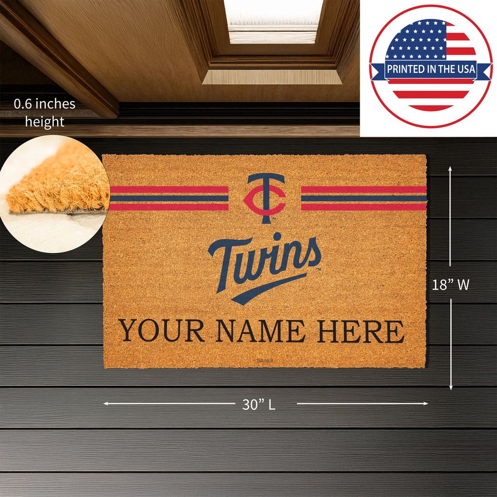 Minnesota Twins Personalized Mat, Natural Coir with Color Logo, 30" x 18", Slide 3 of 4