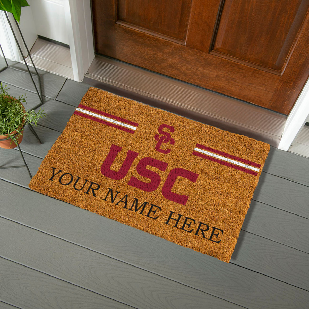 University of Southern California Personalized Mat, Natural Coir with Color Logo, 30" x 18", Slide 4 of 15