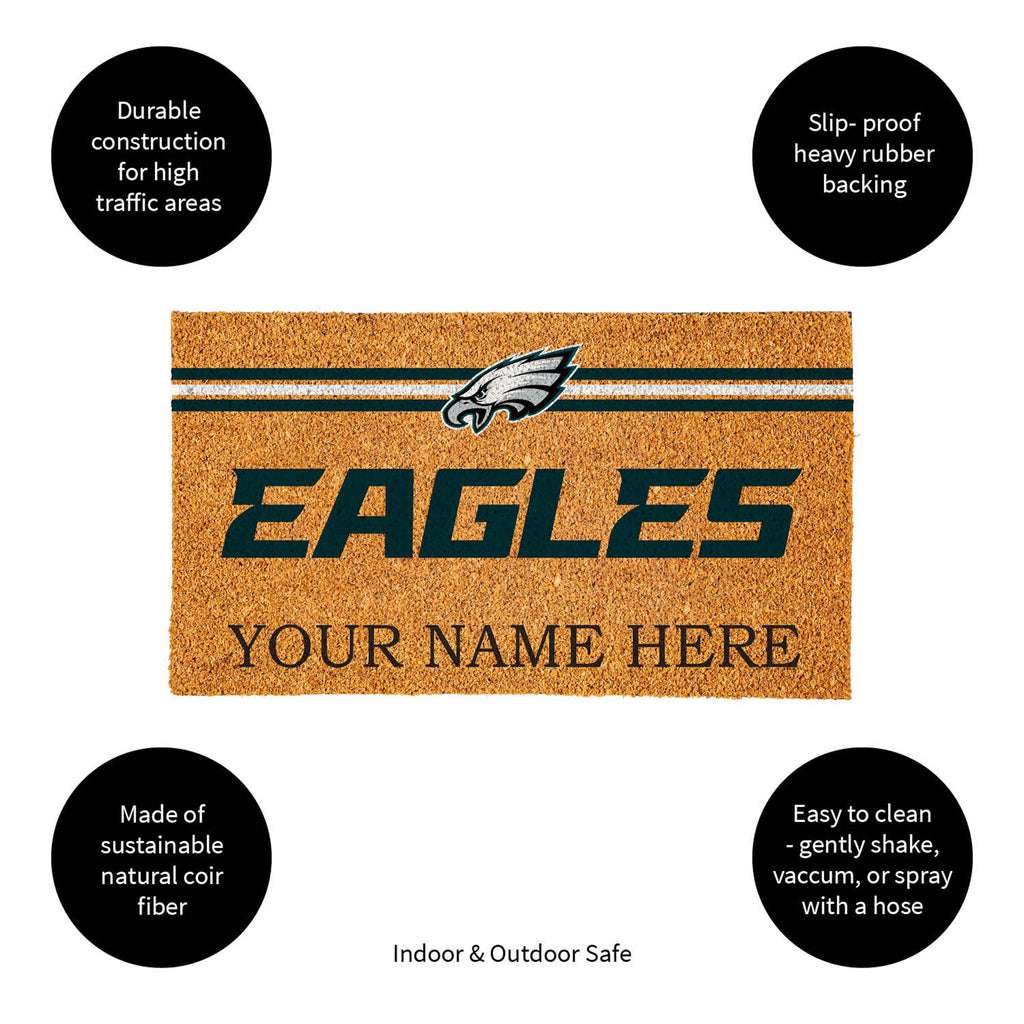 Philadelphia Eagles Personalized Mat, Natural Coir with Color Logo, 30" x 18", Slide 9 of 15