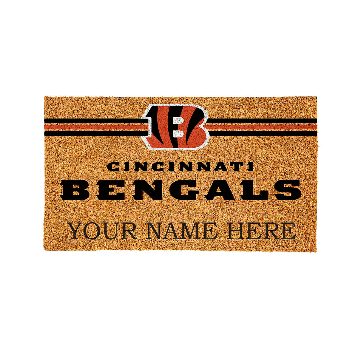 Cincinnati Bengals Personalized Mat, Natural Coir with Color Logo, 30" x 18"