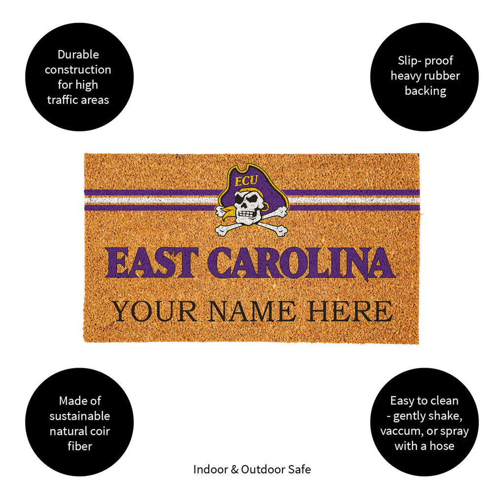 East Carolina University Personalized Mat, Natural Coir with Color Logo, 30" x 18", Slide 9 of 15