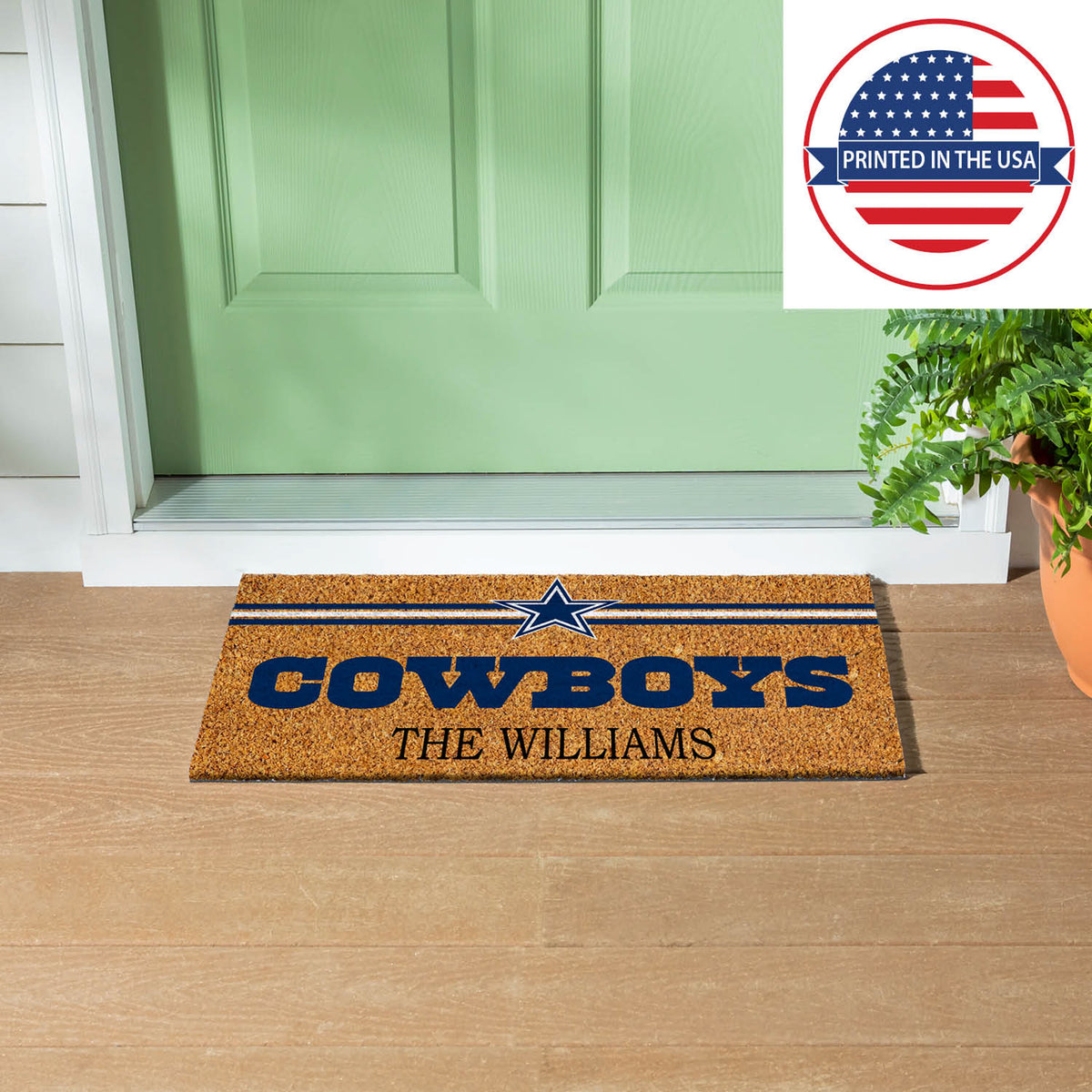 Dallas Cowboys Personalized Mat, Natural Coir with Color Logo, 30" x 18", Slide 12 of 15