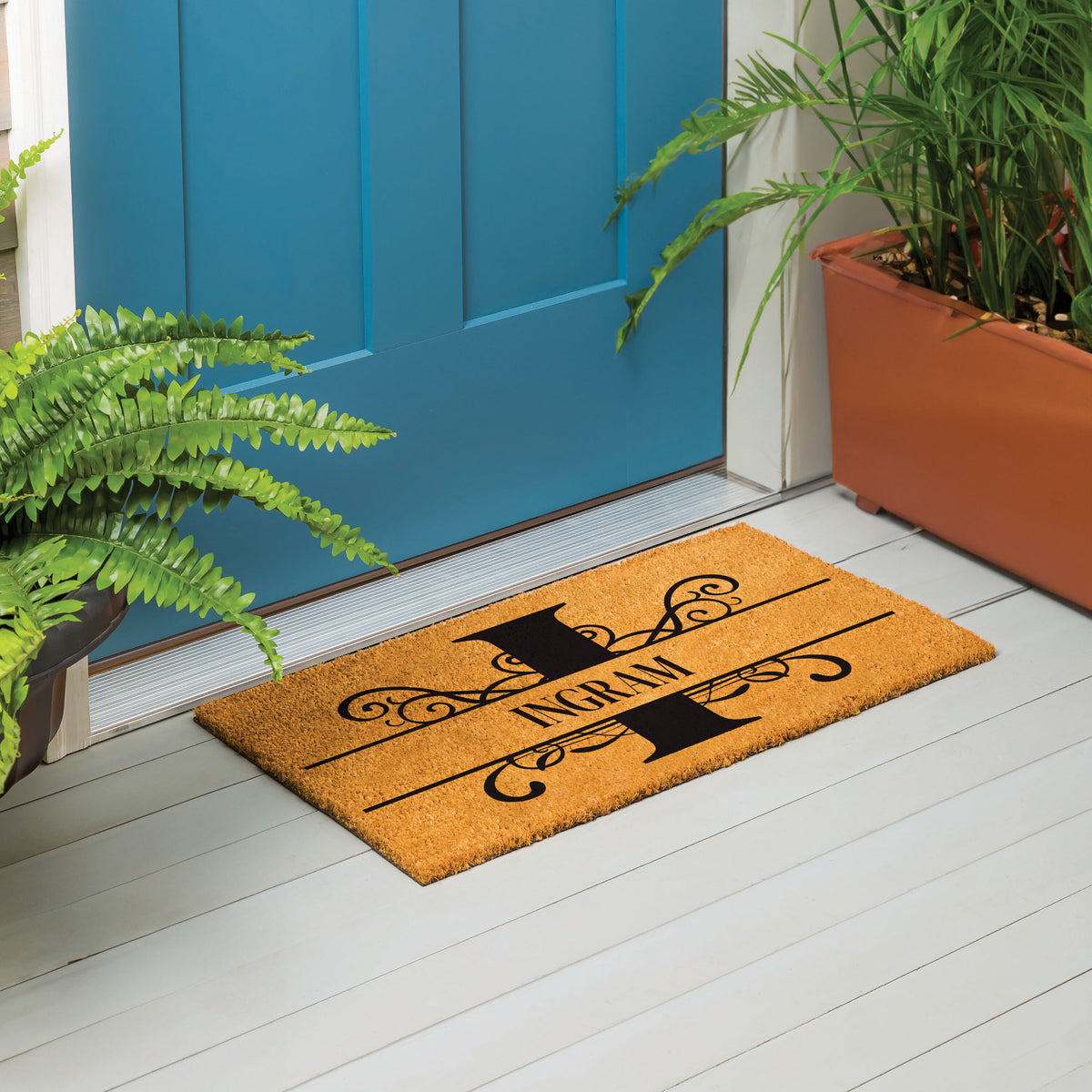 Personalized Scroll Monogram Coir Mat 18"x30", Slide 36 of 40