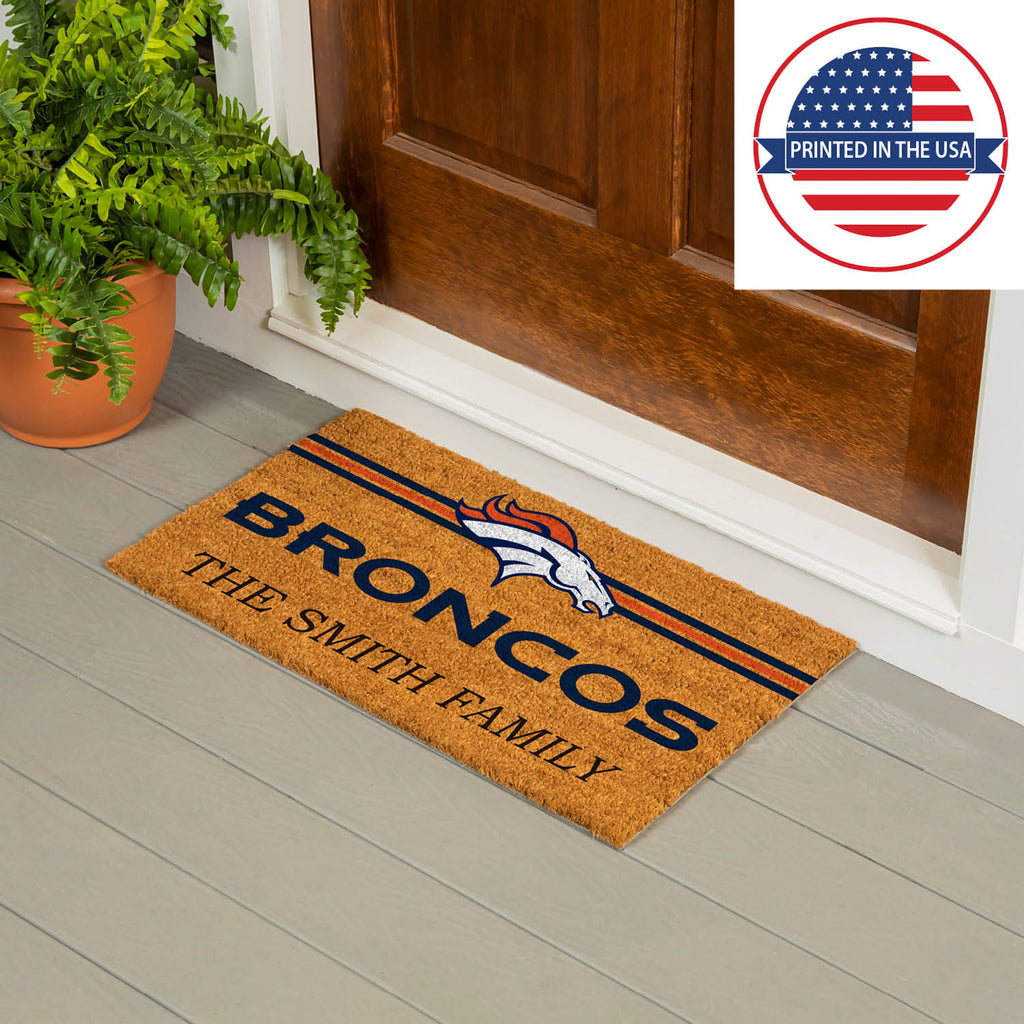 Denver Broncos Personalized Mat, Natural Coir with Color Logo, 30" x 18", Slide 15 of 15