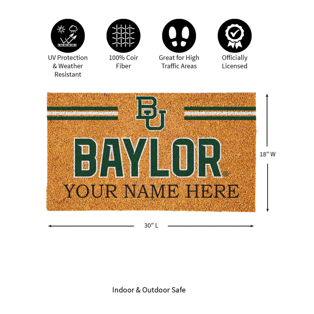 Baylor University Personalized Mat, Natural Coir with Color Logo, 30" x 18", Slide 16 of 16