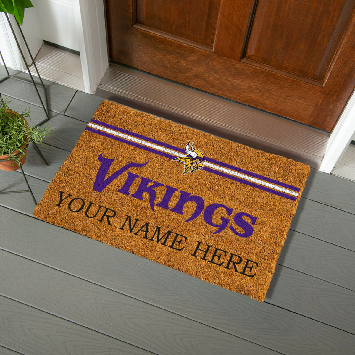 Minnesota Vikings Personalized Mat, Natural Coir with Color Logo, 30" x 18", Slide 3 of 15