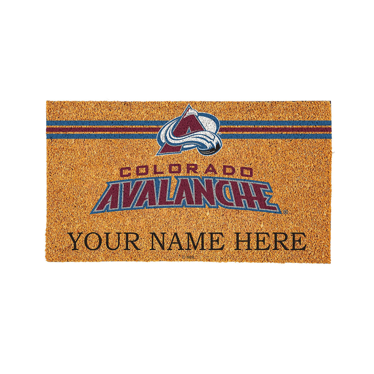 Colorado Avalanche Personalized Mat, Natural Coir with Color Logo, 30" x 18"