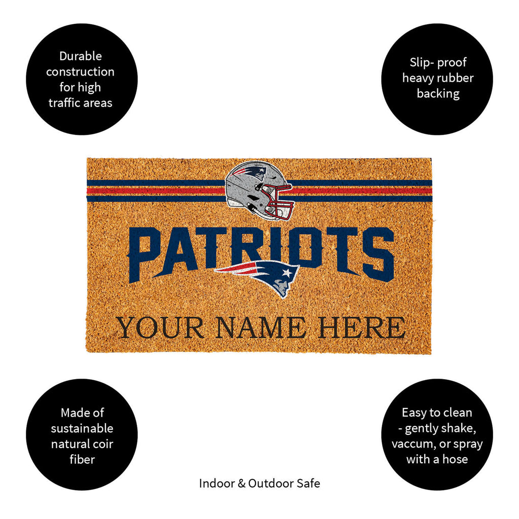 New England Patriots Personalized Mat, Natural Coir with Color Logo, 30" x 18", Slide 13 of 15