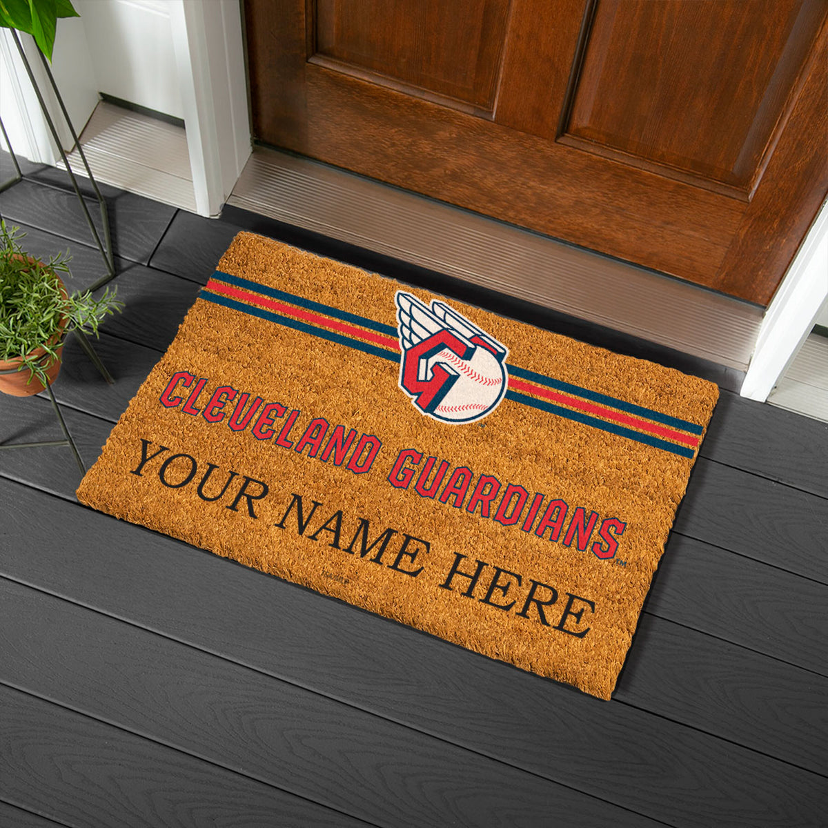 Cleveland Guardians Personalized Mat, Natural Coir with Color Logo, 30" x 18"