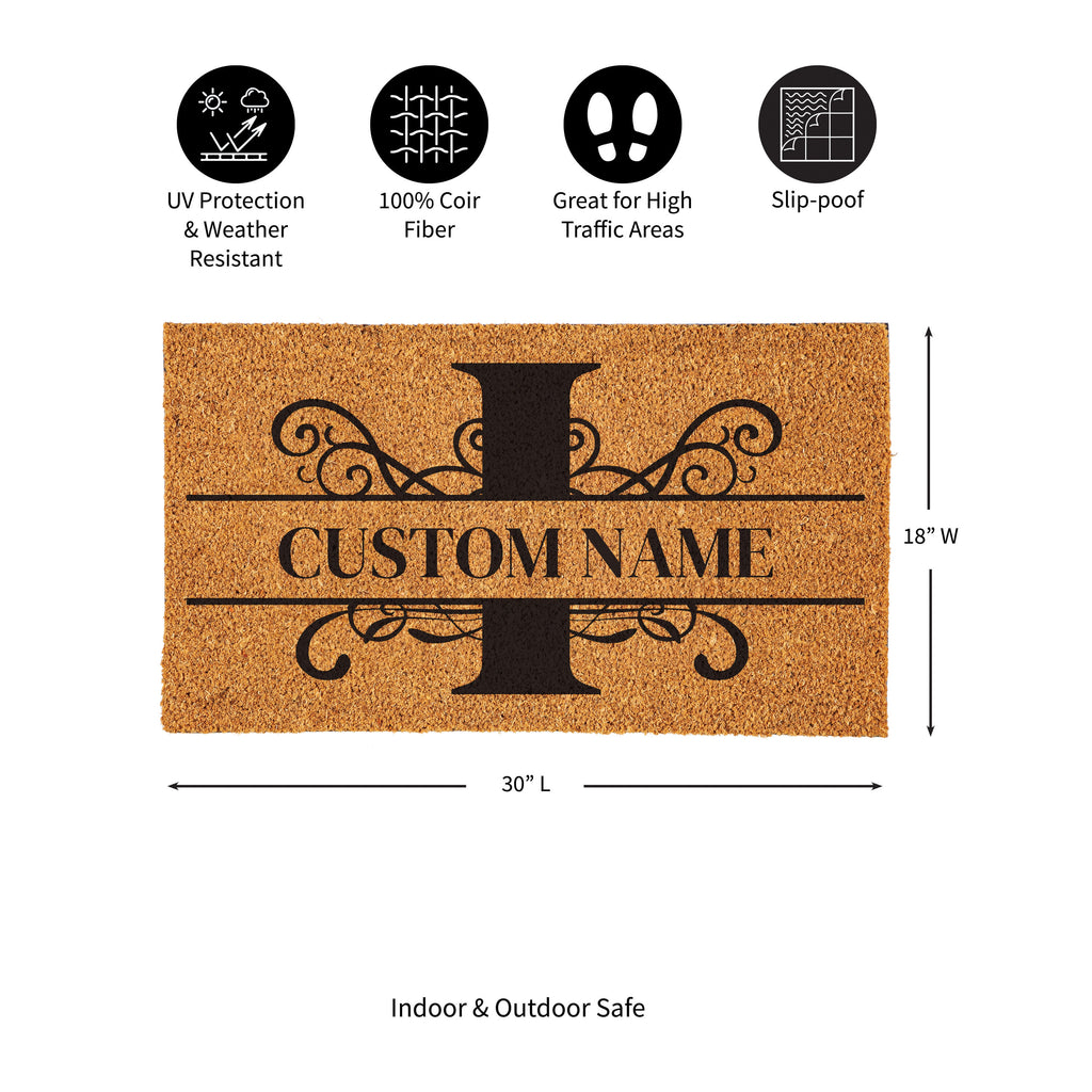Personalized Scroll Monogram Coir Mat 18"x30", Slide 10 of 40