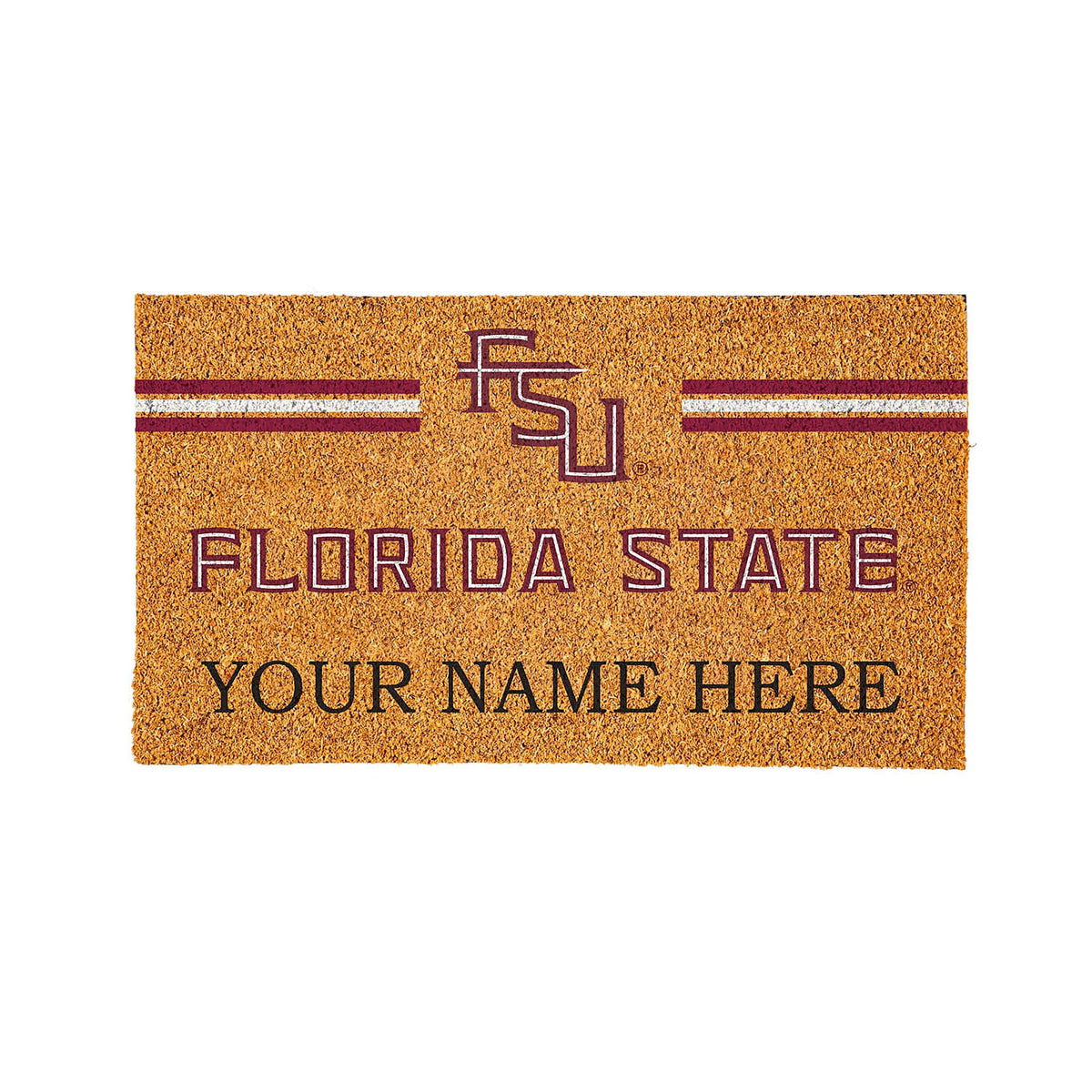 Florida State University Personalized Mat, Natural Coir with Color Logo, 30" x 18"
