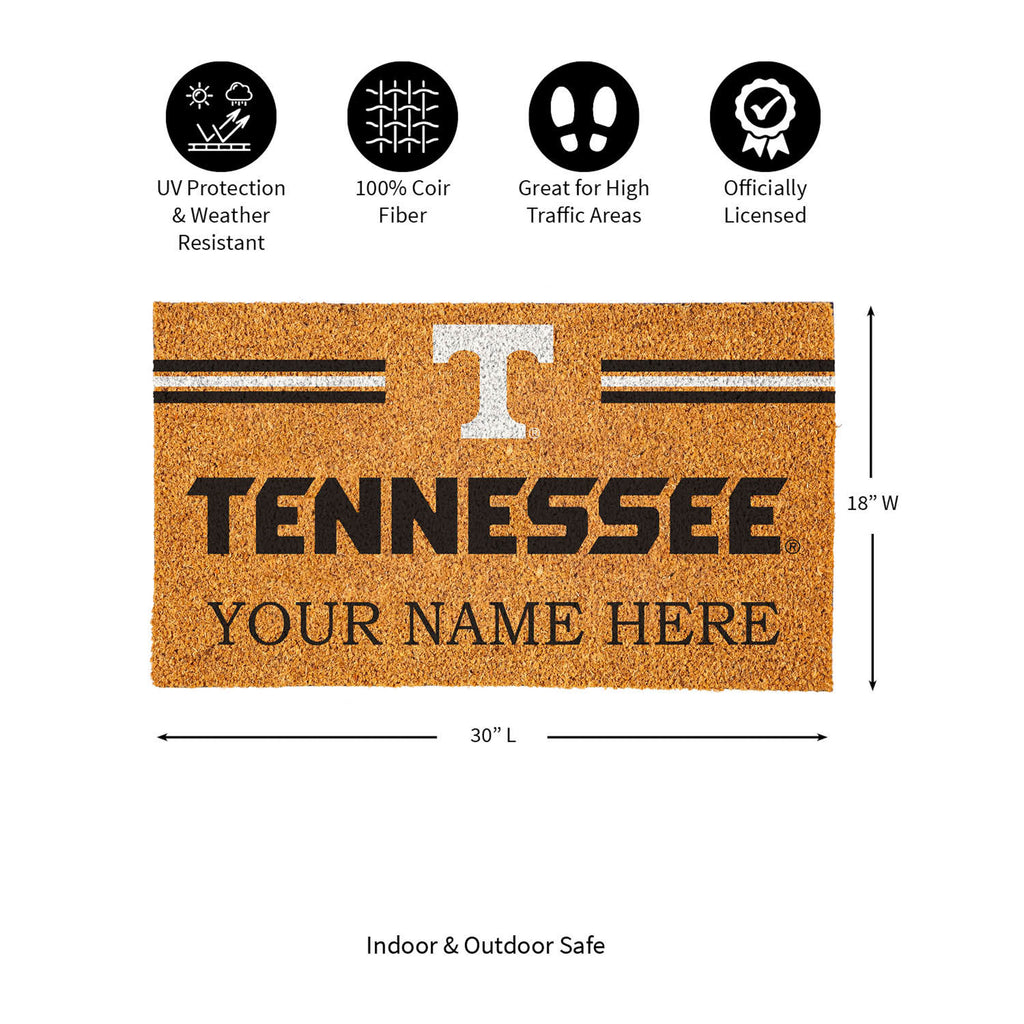 University of Tennessee Personalized Mat, Natural Coir with Color Logo, 30" x 18", Slide 12 of 15