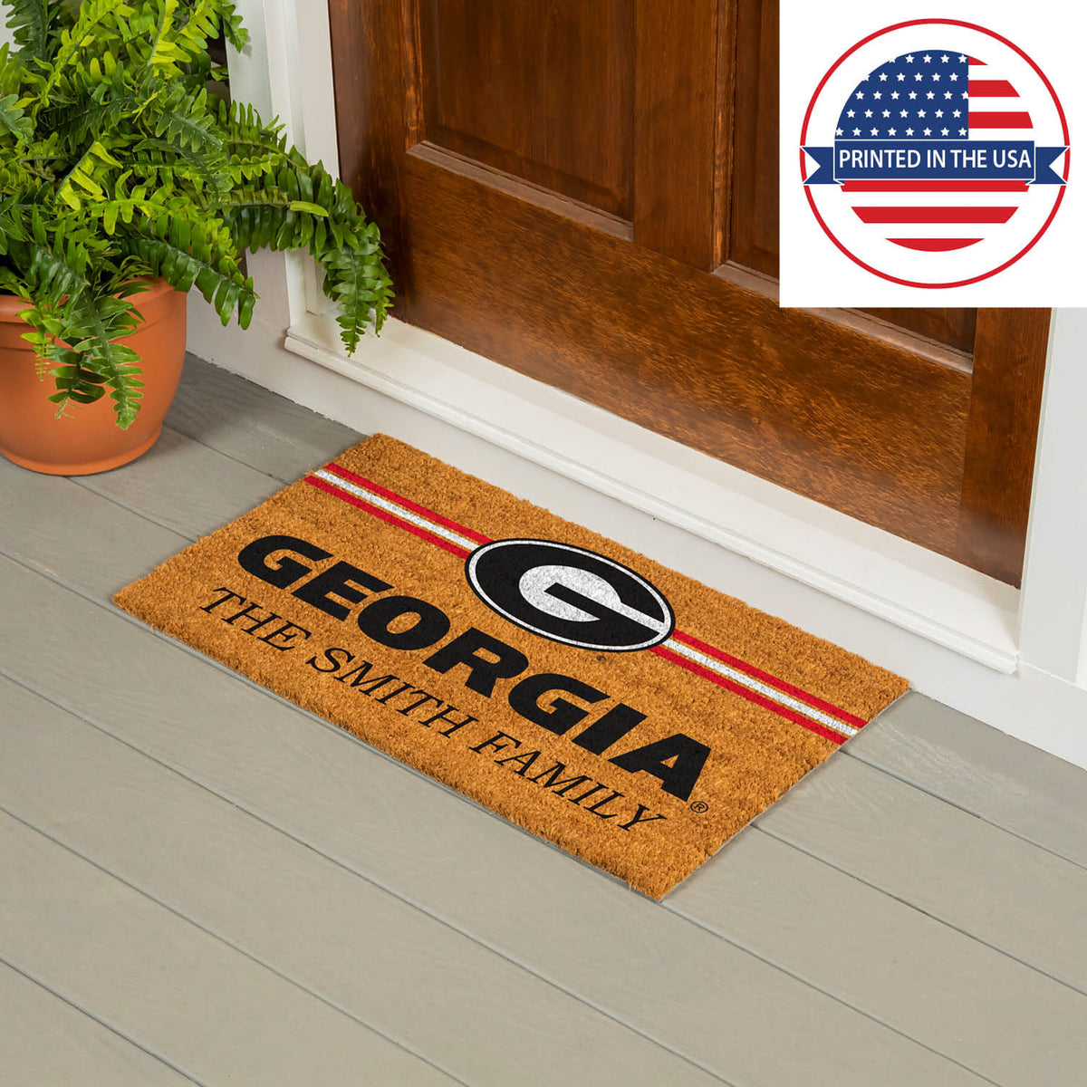 University of Georgia Personalized Mat, Natural Coir with Color Logo, 30" x 18", Slide 10 of 15