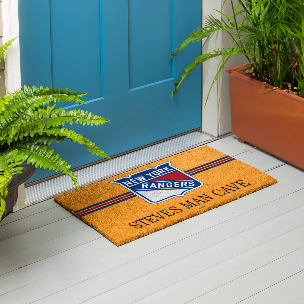 New York Rangers Personalized Mat, Natural Coir with Color Logo, 30" x 18", Slide 16 of 19