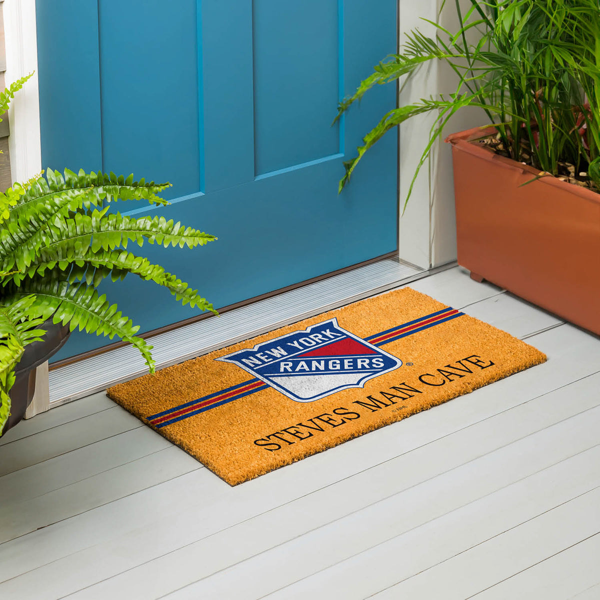 New York Rangers Personalized Mat, Natural Coir with Color Logo, 30" x 18", Slide 16 of 19