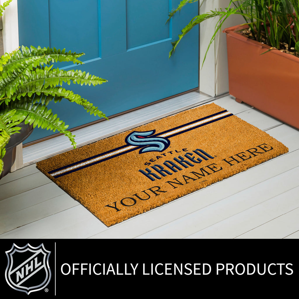 Seattle Kraken Personalized Mat, Natural Coir with Color Logo, 30" x 18", Slide 6 of 15