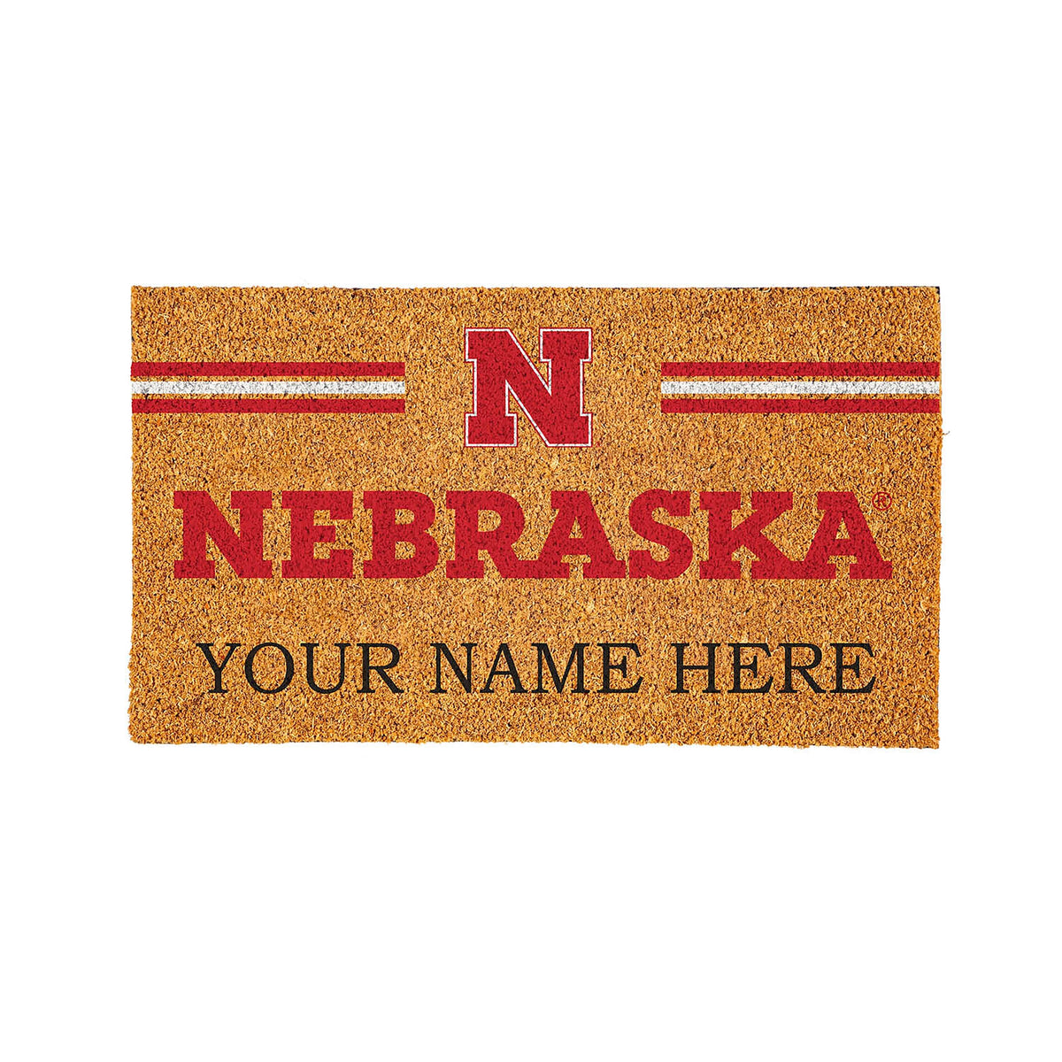 University of Nebraska Personalized Mat, Natural Coir with Color Logo, 30" x 18"