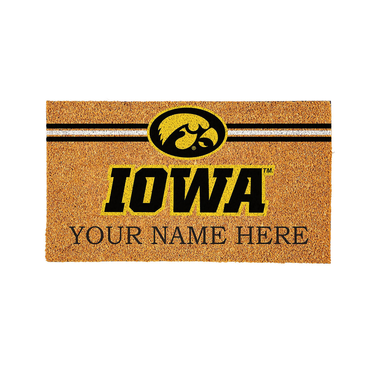 University of Iowa Personalized Mat, Natural Coir with Color Logo, 30" x 18"