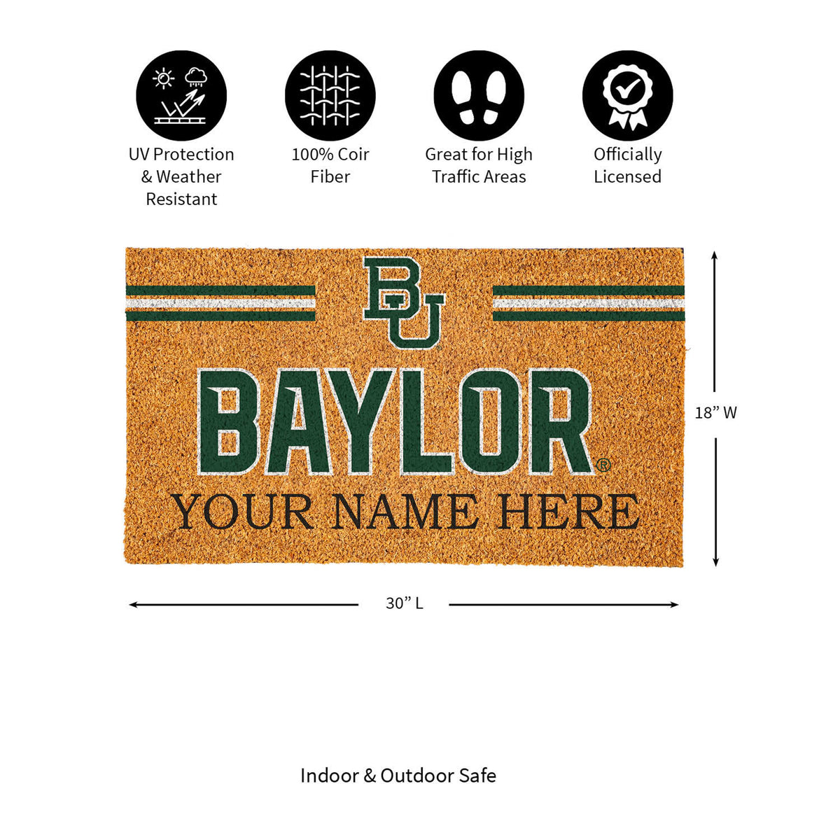 Auburn University Personalized Mat, Natural Coir with Color Logo, 30" x 18", Slide 13 of 15