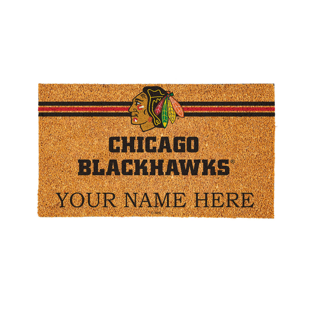 Chicago Blackhawks Personalized Mat, Natural Coir with Color Logo, 30" x 18", Slide 15 of 20
