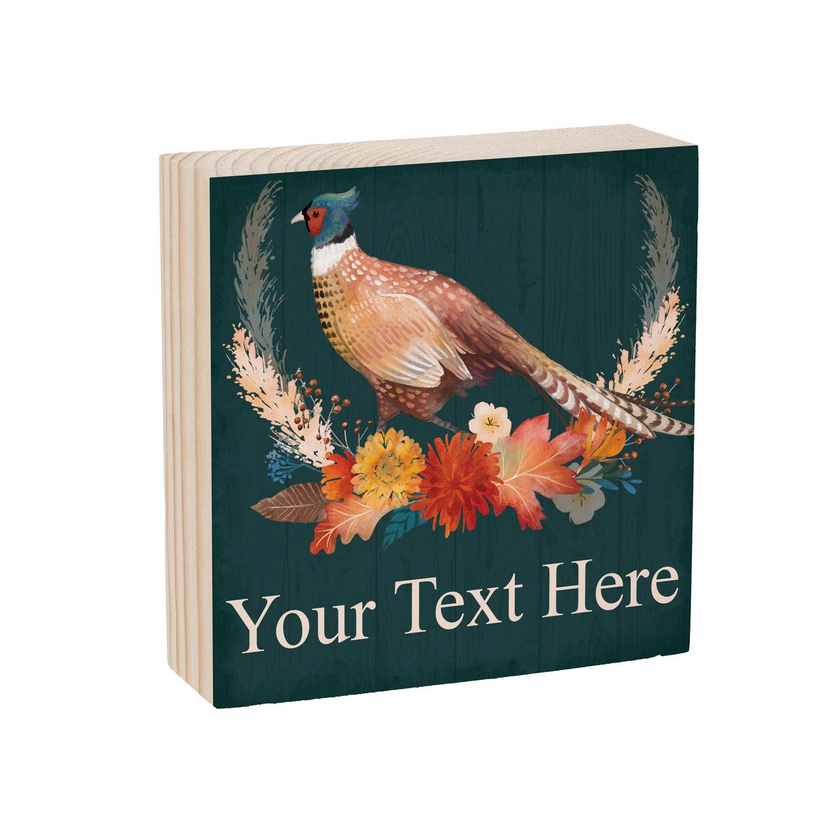 High Country Pheasant Sign Wood Block, With Personalization, 6"x6", Slide 3 of 3