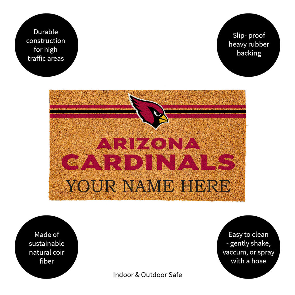 Arizona Cardinals Personalized Natural Coir Mat with Color Logo, 30" x 18", Slide 11 of 15