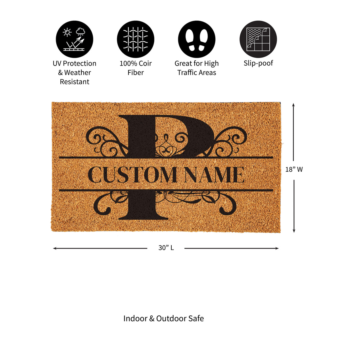 Personalized Scroll Monogram Coir Mat 18"x30", Slide 17 of 40