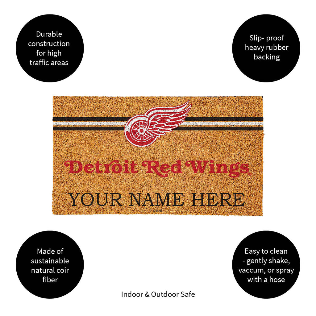 Detroit Red Wings Personalized Mat, Natural Coir with Color Logo, 30" x 18", Slide 6 of 7