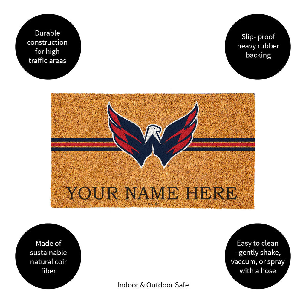 Washington Capitals Personalized Mat, Natural Coir with Color Logo, 30" x 18", Slide 12 of 15