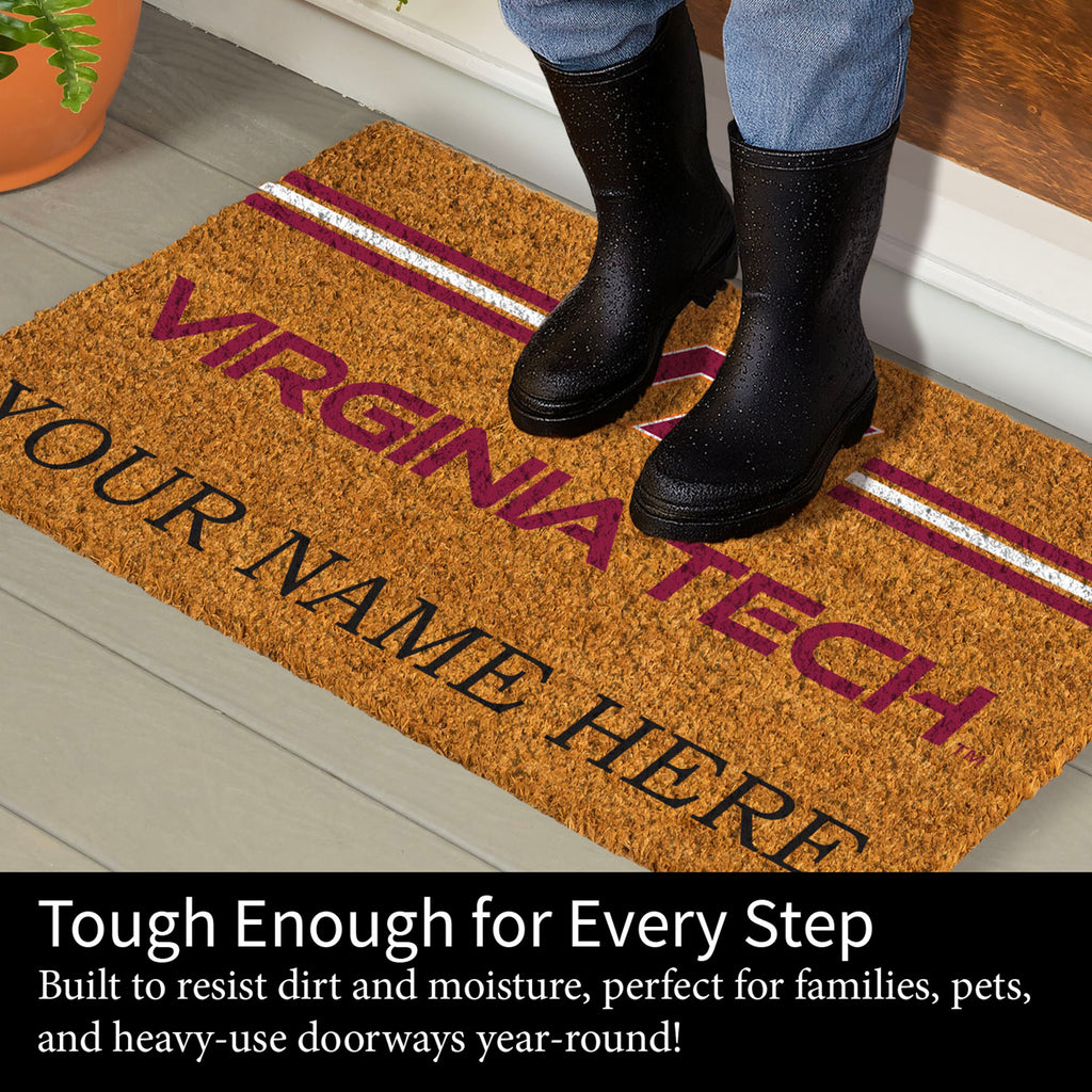 Virginia Tech Personalized Mat, Natural Coir with Color Logo, 30" x 18", Slide 4 of 15