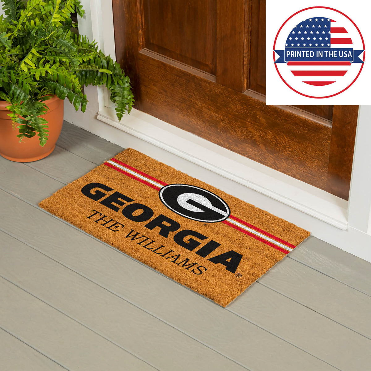 University of Georgia Personalized Mat, Natural Coir with Color Logo, 30" x 18", Slide 12 of 15