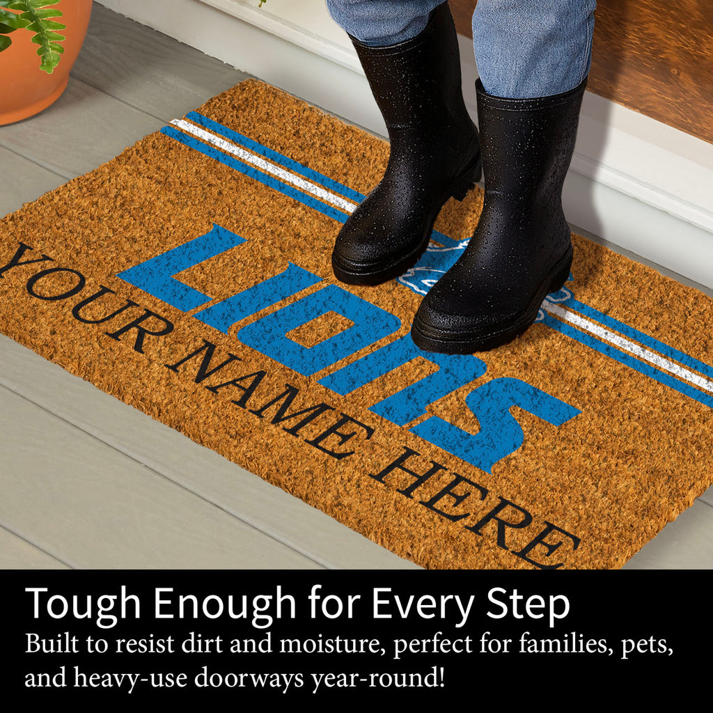 Detroit Lions Personalized Mat, Natural Coir with Color Logo, 30" x 18", Slide 7 of 15