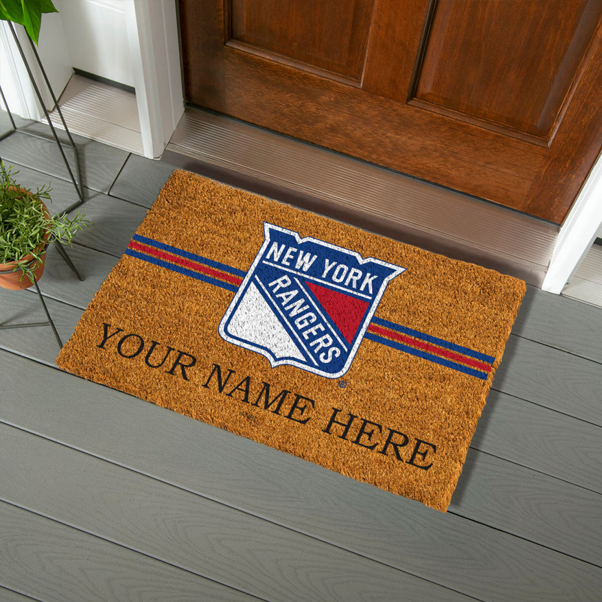 New York Rangers Personalized Mat, Natural Coir with Color Logo, 30" x 18", Slide 8 of 19