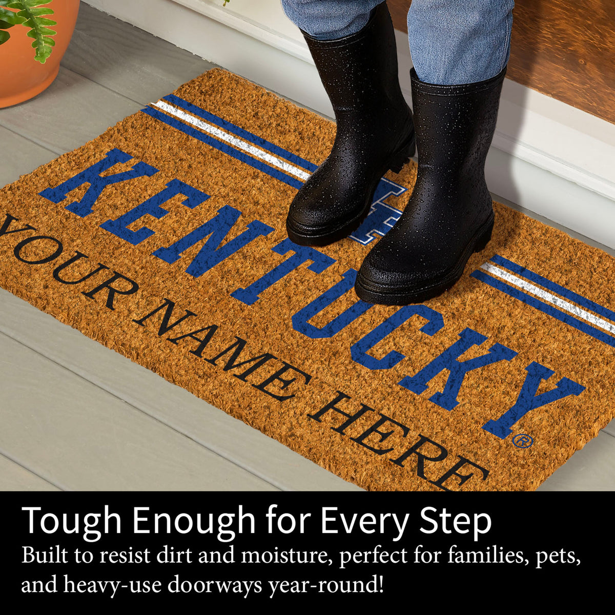 University of Kentucky Personalized Mat, Natural Coir with Color Logo, 30" x 18", Slide 7 of 15