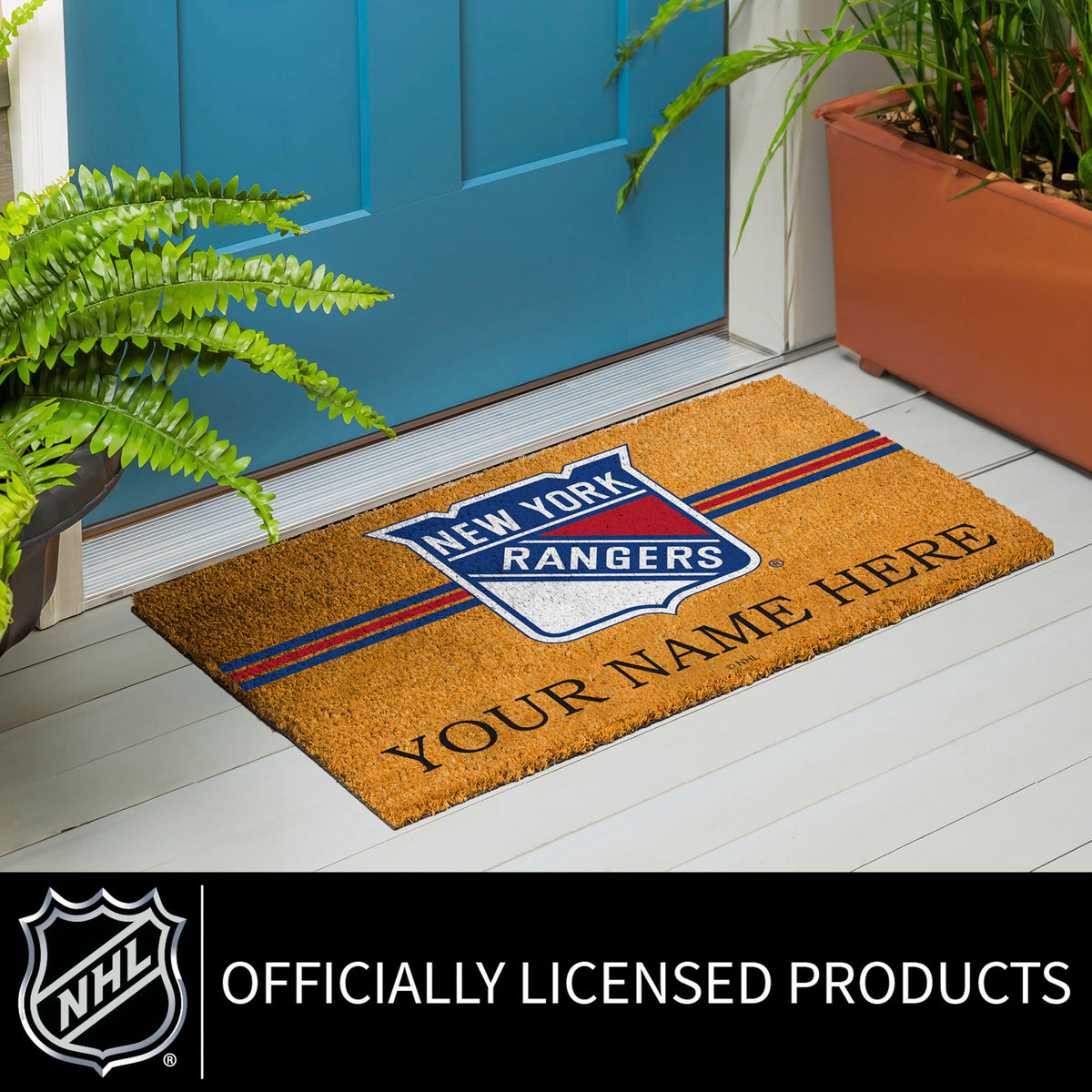 New York Rangers Personalized Mat, Natural Coir with Color Logo, 30" x 18", Slide 11 of 19
