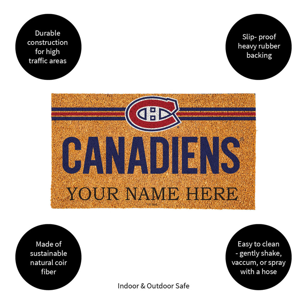 Montreal Canadiens Personalized Mat, Natural Coir with Color Logo, 30" x 18", Slide 12 of 15