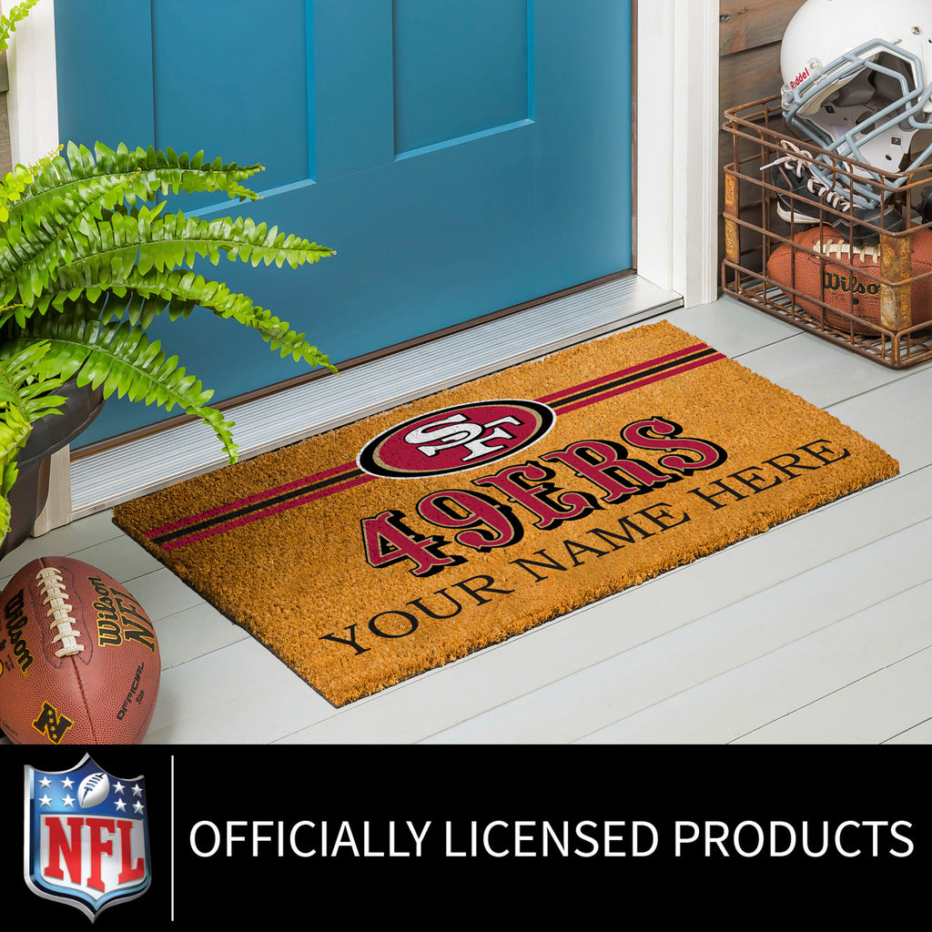 San Francisco 49ers Personalized Mat, Natural Coir with Color Logo, 30" x 18", Slide 8 of 15