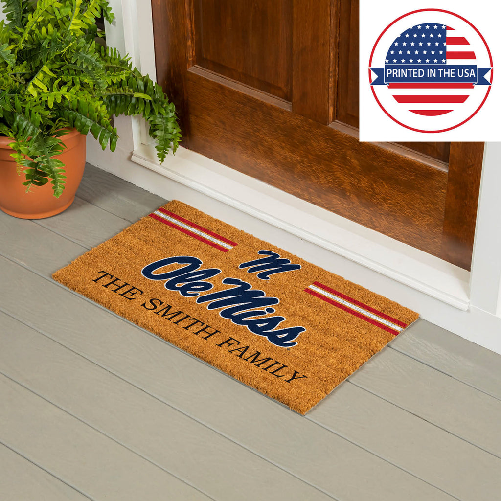 University of Mississippi Personalized Mat, Natural Coir with Color Logo, 30" x 18", Slide 9 of 15