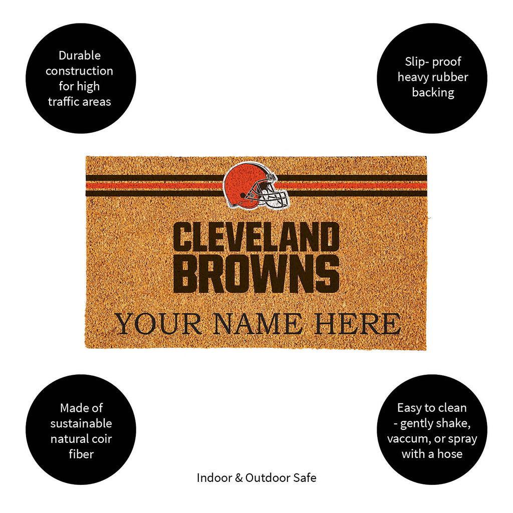 Cleveland Browns Personalized Mat, Natural Coir with Color Logo, 30" x 18", Slide 4 of 6