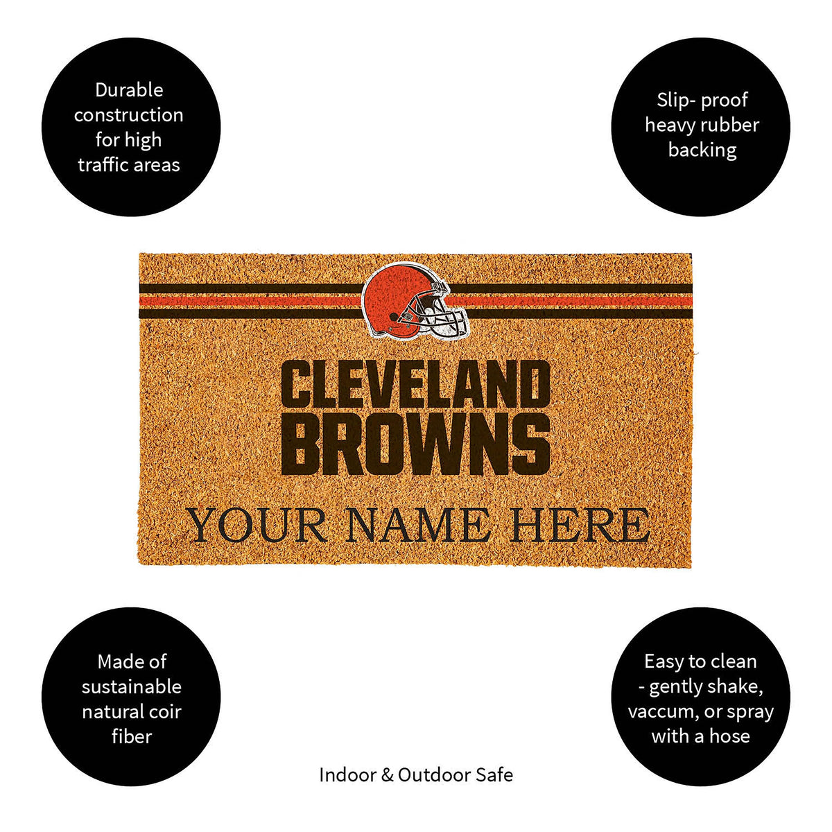 Cleveland Browns Personalized Mat, Natural Coir with Color Logo, 30" x 18", Slide 4 of 6