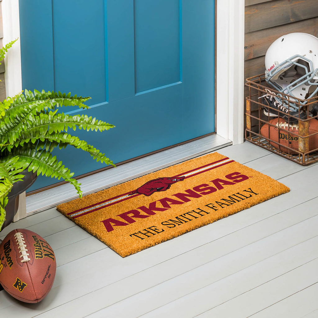 University of Arkansas Personalized Mat, Natural Coir with Color Logo, 30" x 18", Slide 11 of 15