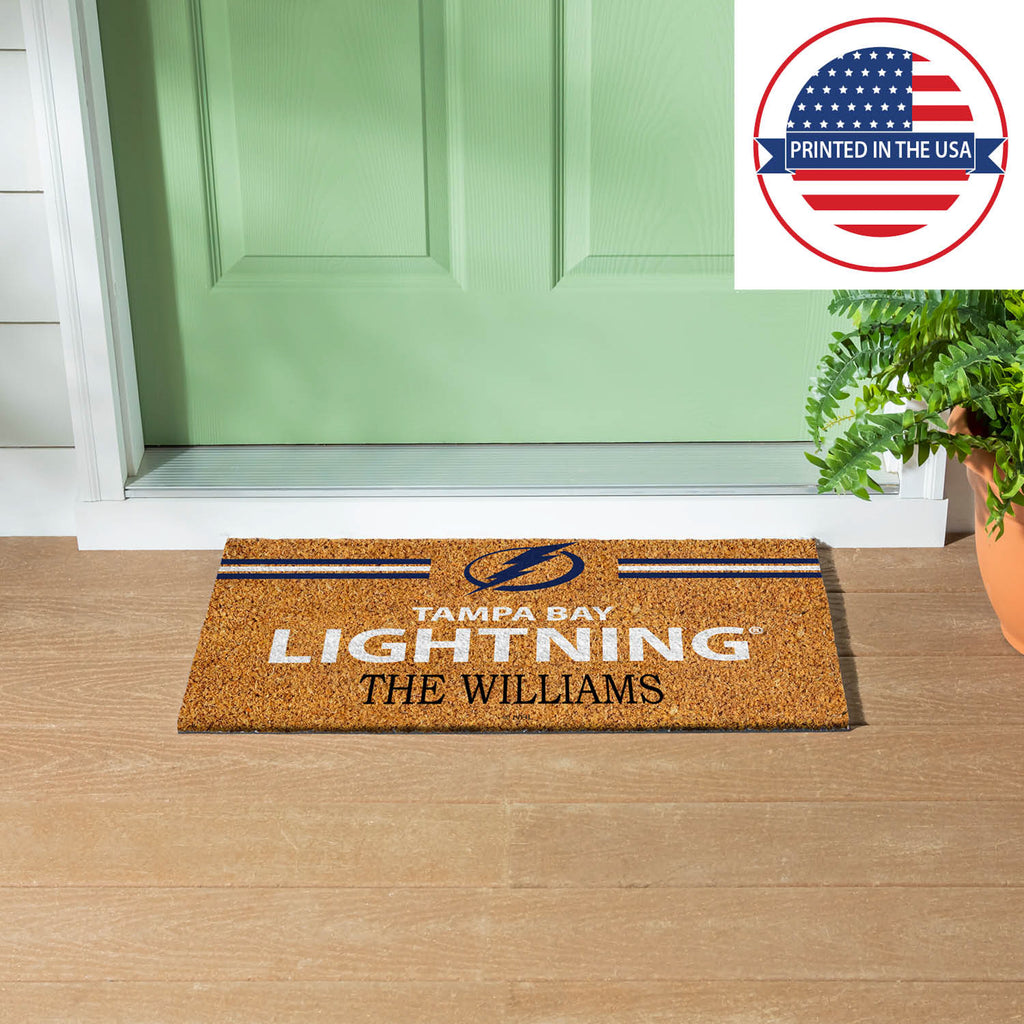 Tampa Bay Lightning Personalized Mat, Natural Coir with Color Logo, 30" x 18", Slide 14 of 15
