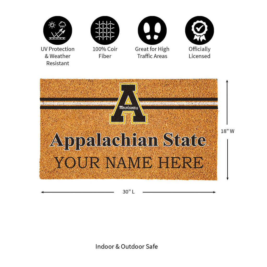 Appalachian State University Personalized Mat, Natural Coir with Color Logo, 30" x 18", Slide 14 of 15