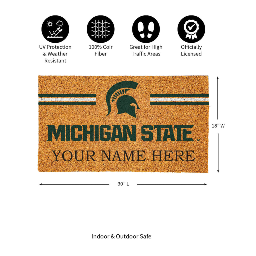 Michigan State University Personalized Mat, Natural Coir with Color Logo, 30" x 18", Slide 9 of 15