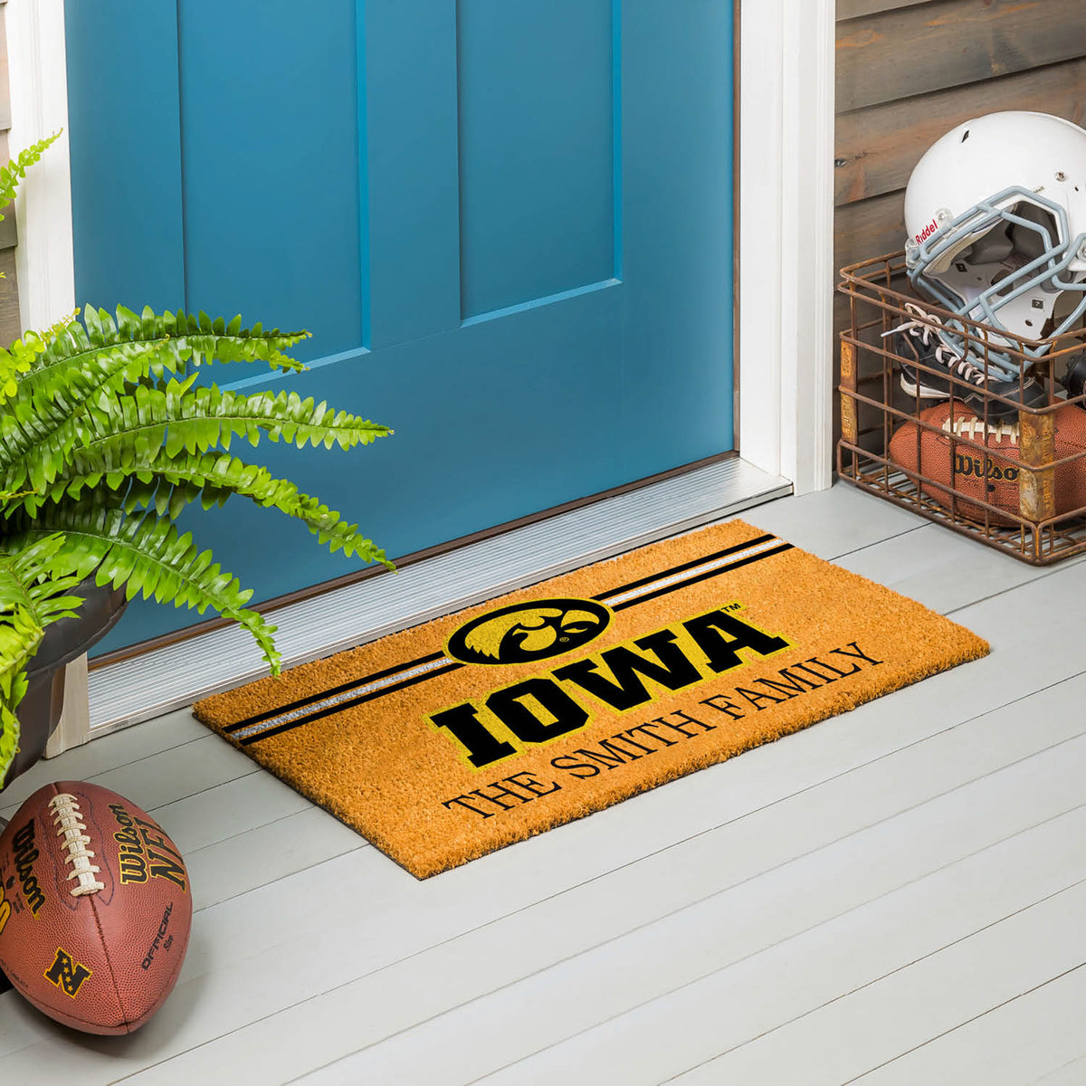 University of Iowa Personalized Mat, Natural Coir with Color Logo, 30" x 18", Slide 11 of 15
