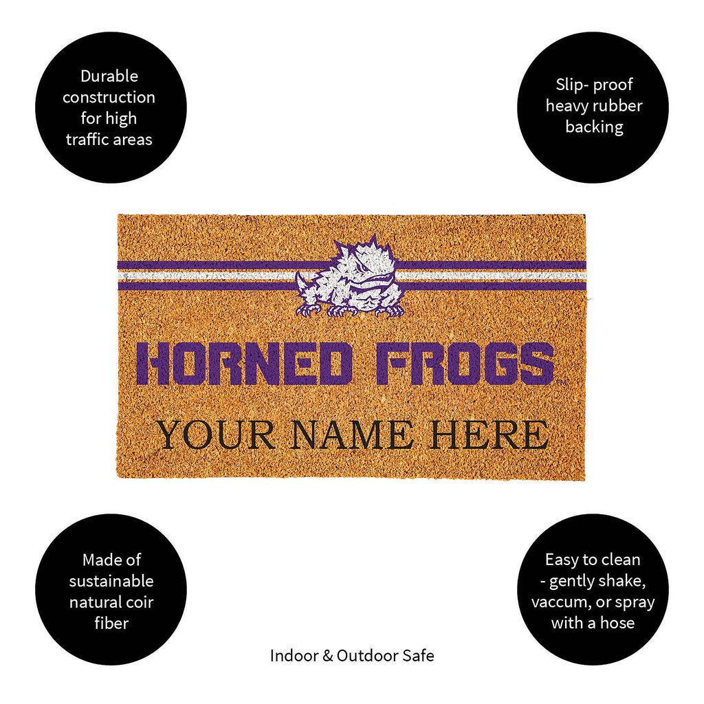Texas Christian University Personalized Mat, Natural Coir with Color Logo, 30" x 18", Slide 3 of 7