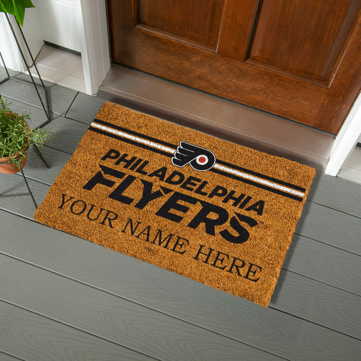 Philadelphia Flyers Personalized Mat, Natural Coir with Color Logo, 30" x 18", Slide 4 of 15