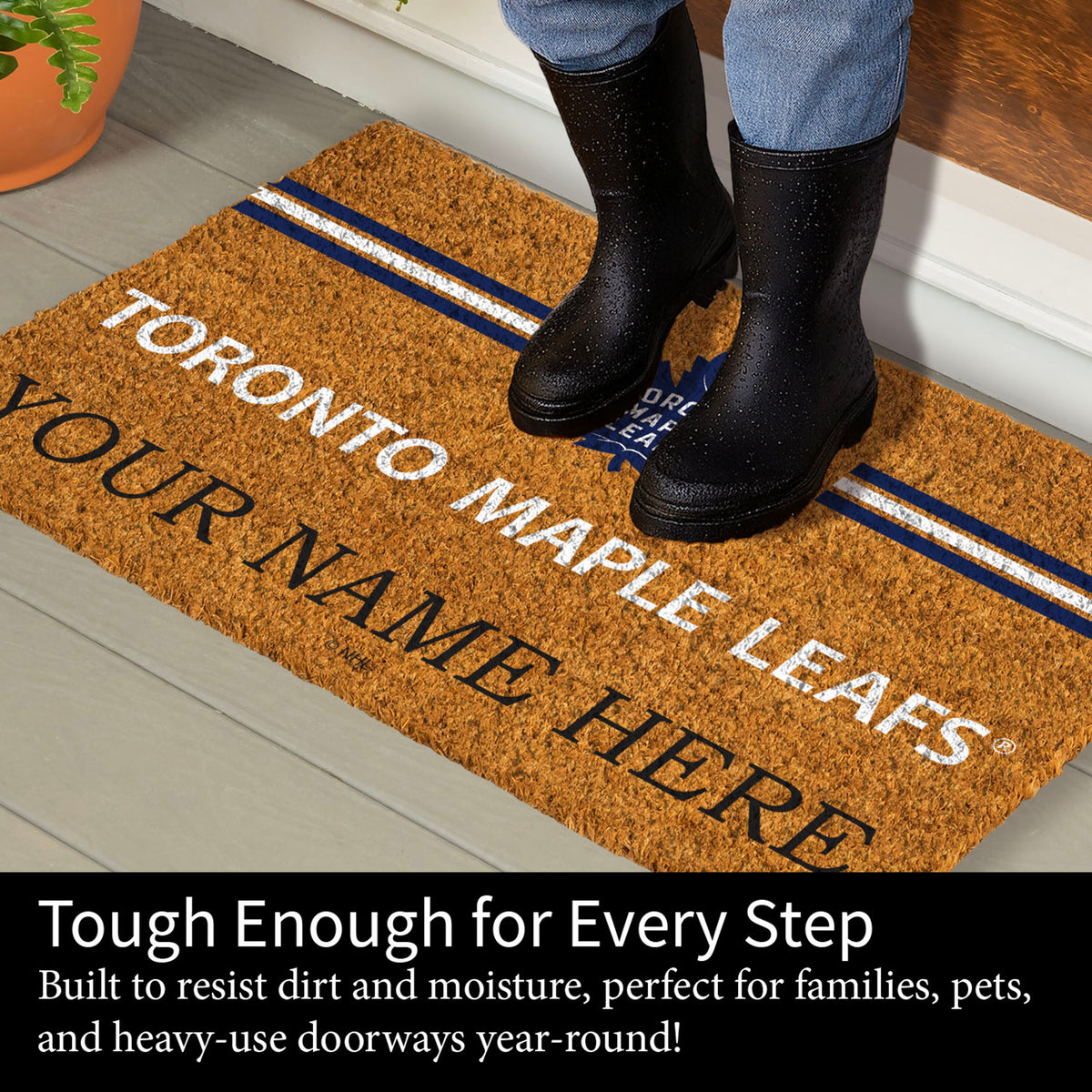 Toronto Maple Leafs Personalized Mat, Natural Coir with Color Logo, 30" x 18", Slide 8 of 15