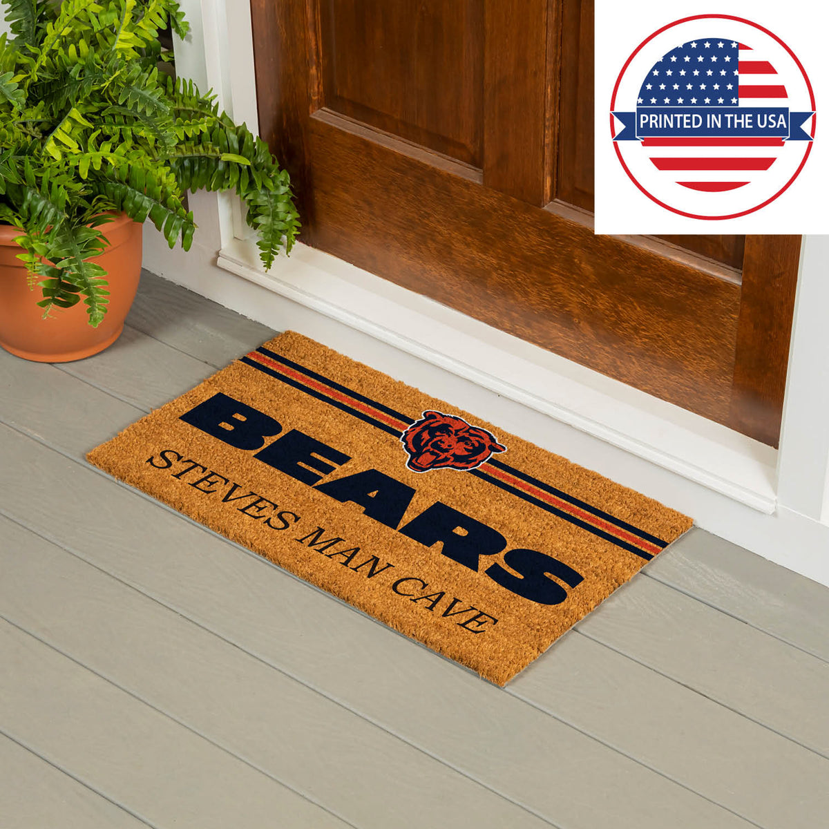 Chicago Bears Personalized Mat, Natural Coir with Color Logo, 30" x 18", Slide 11 of 15